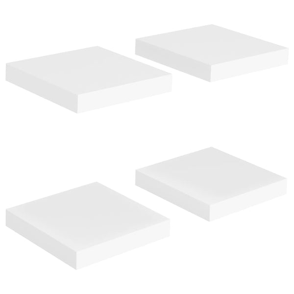 Weiße schwebende Wandregale Chan 23x23,5x3,8cm (4 Stück MDF)