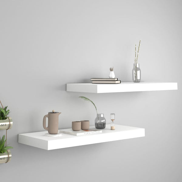Weisse schwebende Wandregale Chan 60x23,5x3,8cm (2 Stück MDF)