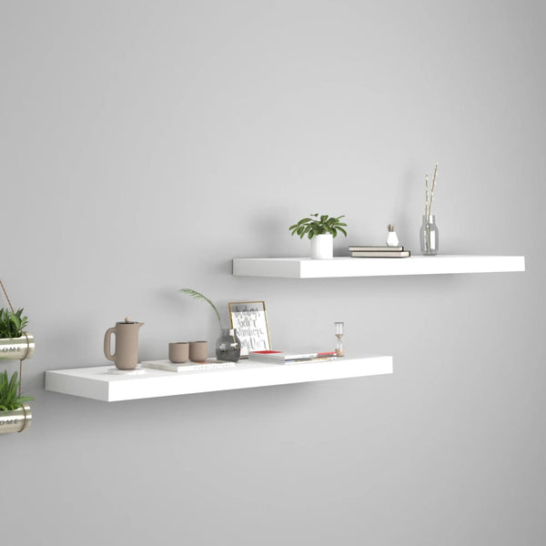 Weiße schwebende Wandregale Chan 80x23,5x3,8cm (2 Stück MDF)