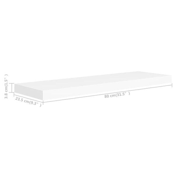 Weiße schwebende Wandregale Chan 80x23,5x3,8cm (4 Stk.)