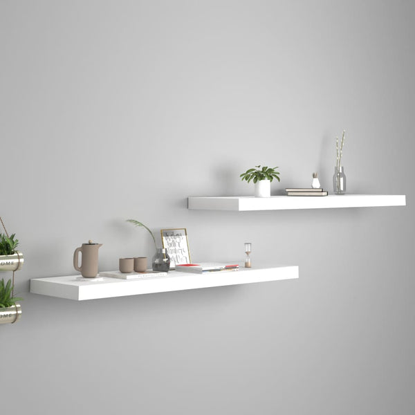 Weiße schwebende Wandregale Chan 90x23,5x3,8cm (2er-Set MDF)