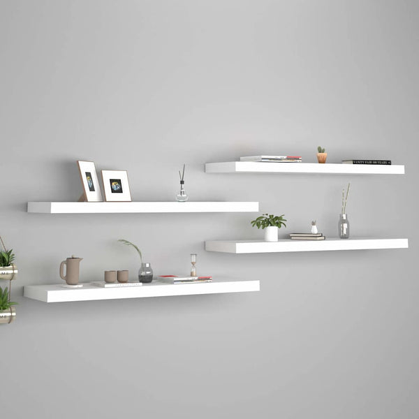 Weiße schwebende Wandregale Chan 90x23,5x3,8cm (4 Stück MDF)