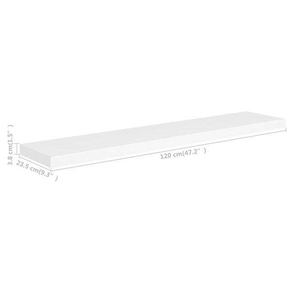 Schwebende Wandregale Chan 120x23,5x3,8cm weiß (2 Stück MDF)