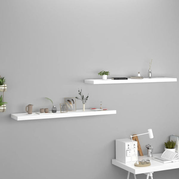 Schwebende Wandregale Chan 120x23,5x3,8cm weiß (2 Stück MDF)