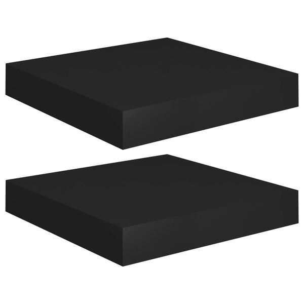 Schwebende Wandregale Chan, Schwarz, 23x23,5x3,8cm (2 Stück MDF)