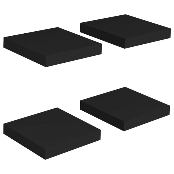 Schwarze schwebende Wandregale Chan 23x23,5x3,8cm (4 Stück MDF)
