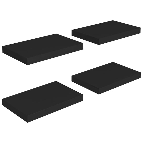 Schwebende Wandregale Chan Schwarz 40x23x3,8cm (4 Stück MDF)