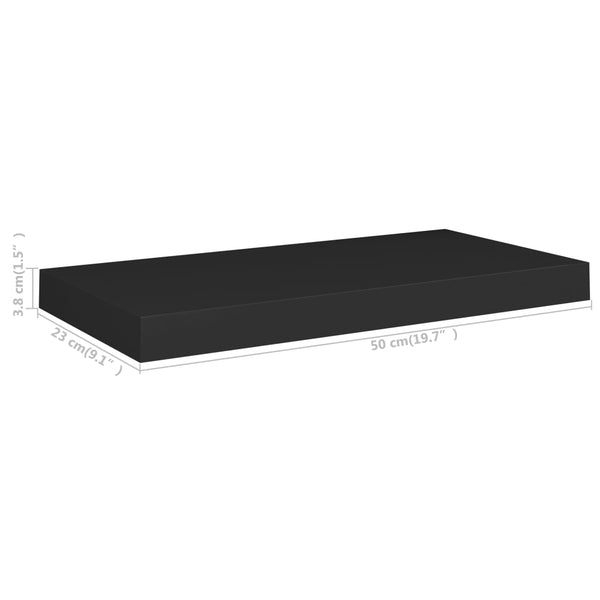 Chan Wandregal, schwebend, schwarz 50x23x3,8cm (MDF)