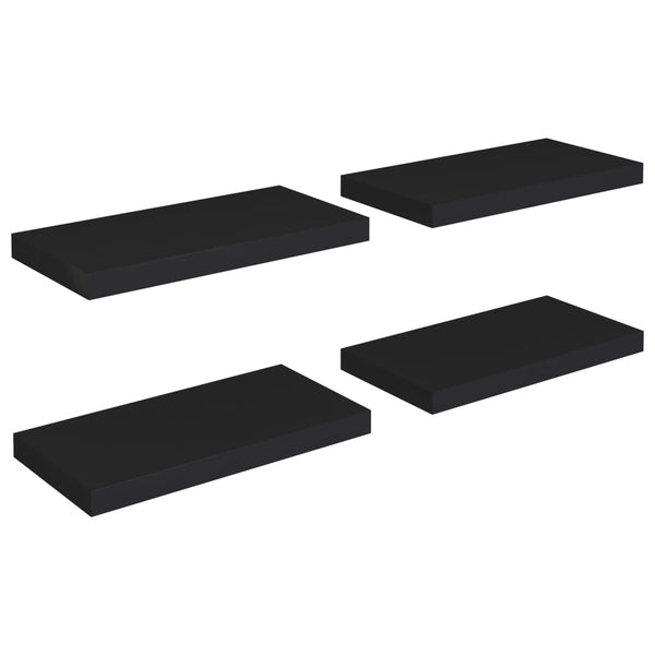 Schwarz schwebende Wandregale Chan 50x23x3,8cm (4 Stk. MDF)