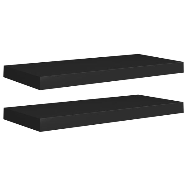 Schwebende Wandregale Chan Schwarz 60x23,5x3,8cm (2 Stück MDF)