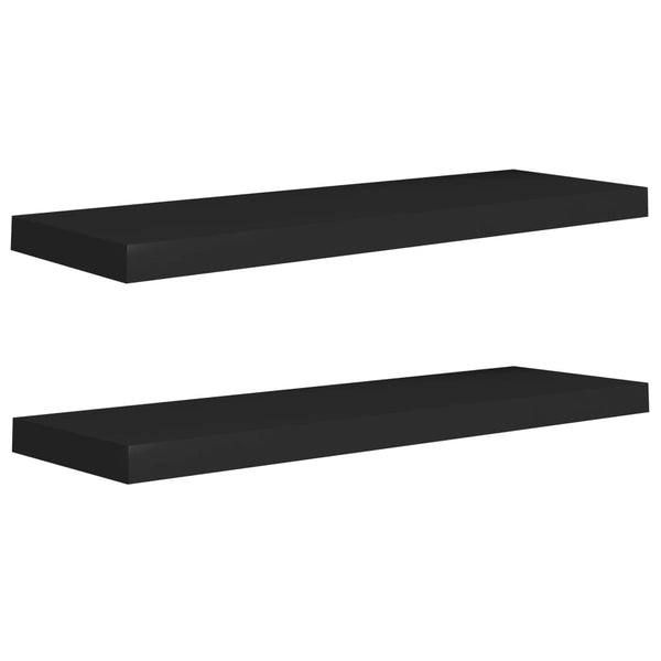 Schwarze schwebende Wandregale Chan 80x23,5x3,8cm (2 Stück MDF)