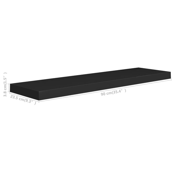 Schwebendes schwarzes Wandregal Chan 90x23,5x3,8cm (MDF)