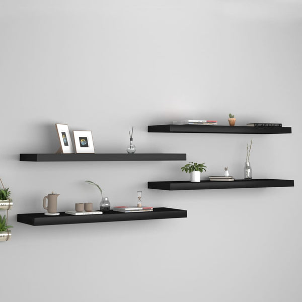 Schwebende Wandregale Chan 90x23,5x3,8cm Schwarz (4 Stück MDF)