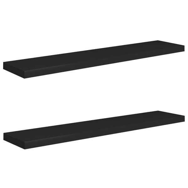 Schwebende Wandregale Chan, Schwarz, 120x23,5x3,8cm (2 Stück MDF)