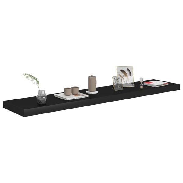 Schwebende Wandregale Chan, Schwarz, 120x23,5x3,8cm (2 Stück MDF)