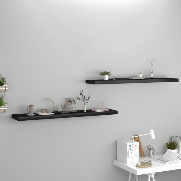 Schwebende Wandregale Chan, Schwarz, 120x23,5x3,8cm (2 Stück MDF)