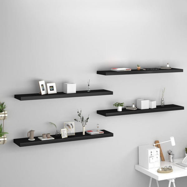 Schwarze schwebende Wandregale Chan 120x23,5x3,8cm (4 Stück MDF)