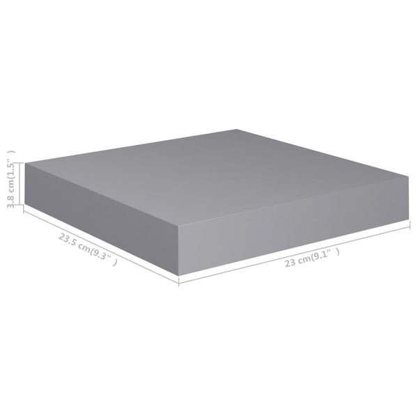 Graue schwimmende Wandregale Chan 23x23,5x3,8cm (2er-Set MDF)