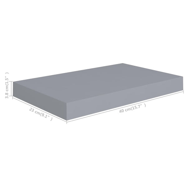 Graue schwebende Wandregale Chan 40x23x3,8cm (4 Stück MDF)