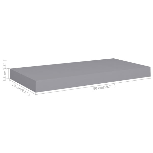 Graue Wandregale Chan 50x23x3,8cm (4 Stk. MDF) schwebend