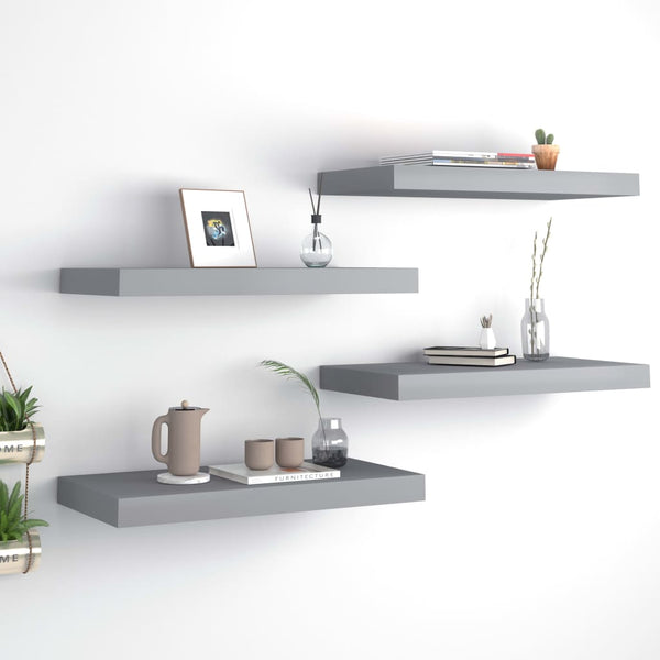 Graue Wandregale Chan 50x23x3,8cm (4 Stk. MDF) schwebend