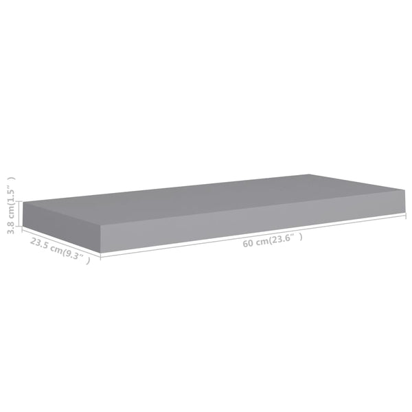 Wandregal Chan grau schwebend 60x23,5x3,8cm (MDF)