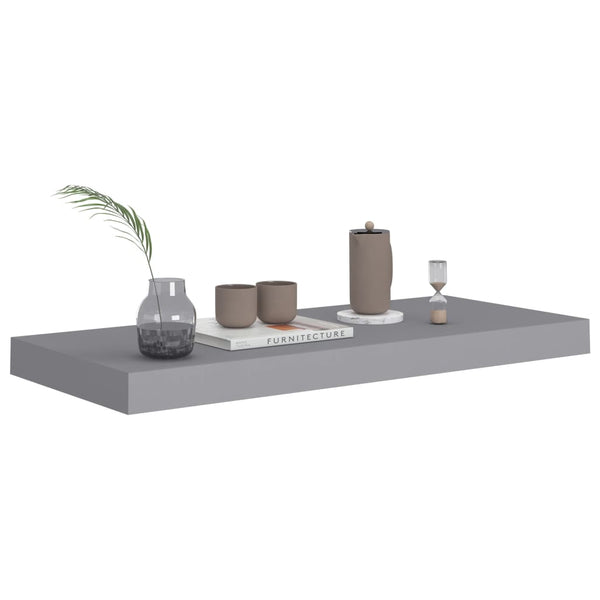 Graue schwebende Wandregale Chan 60x23,5x3,8cm (2 Stück MDF)