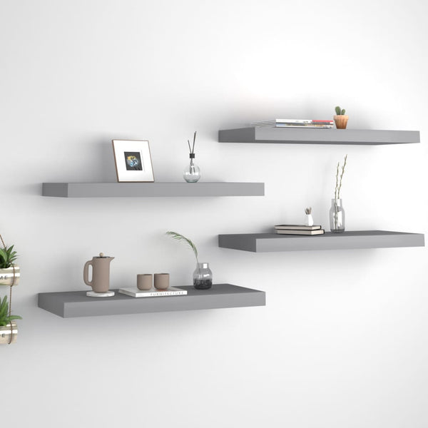 Schwebende Wandregale Chan Grau 60x23,5x3,8cm (4 Stück MDF)