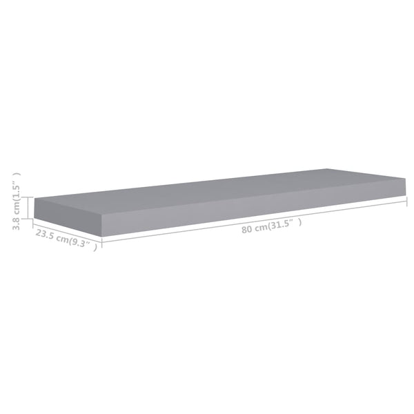 Wandregal Chan 80x23,5x3,8cm grau schwebend (MDF)