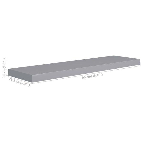 Wandregal Chan 90x23,5x3,8cm grau (MDF) schwebend