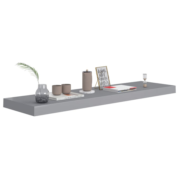 Graue schwebende Wandregale Chan 90x23,5x3,8cm (2 Stück MDF)