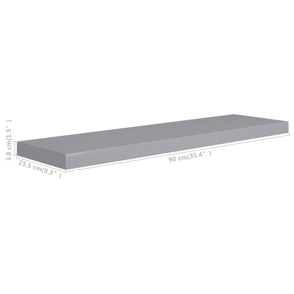 Graue schwebende Wandregale Chan 90x23,5x3,8cm (2 Stück MDF)