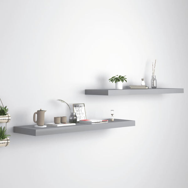Graue schwebende Wandregale Chan 90x23,5x3,8cm (2 Stück MDF)