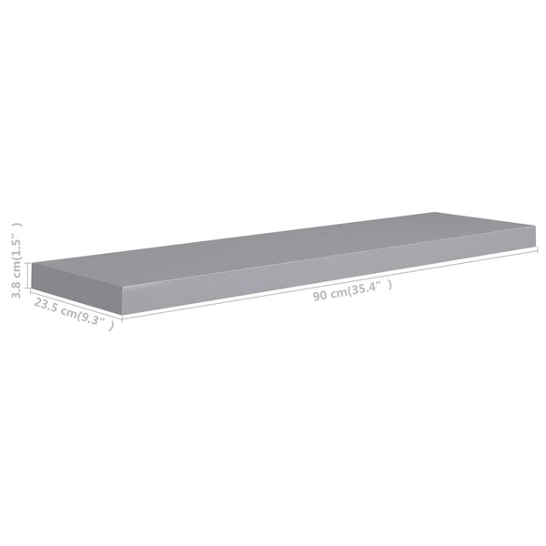 Graue schwebende Wandregale Chan 90x23,5x3,8cm (4 Stück MDF)