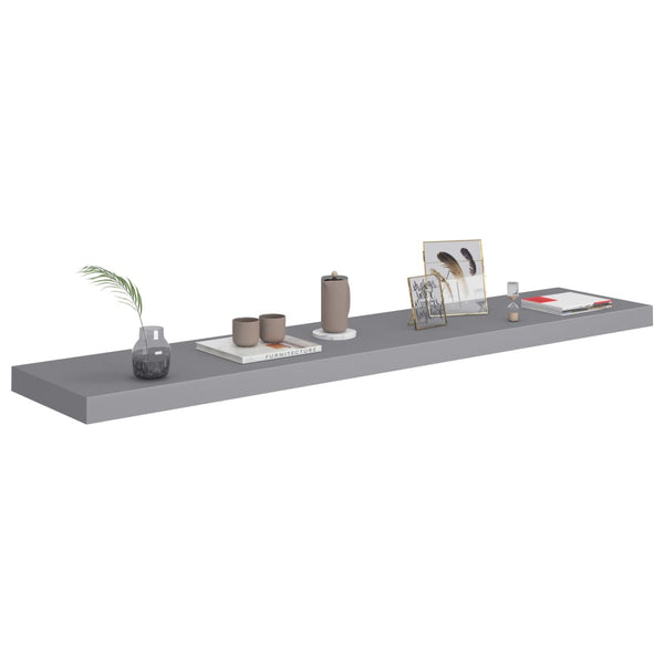 Graue schwebende Wandregale Chan 120x23,5x3,8cm (2 Stück MDF)