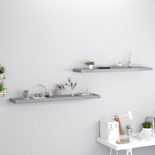 Graue schwebende Wandregale Chan 120x23,5x3,8cm (2 Stück MDF)