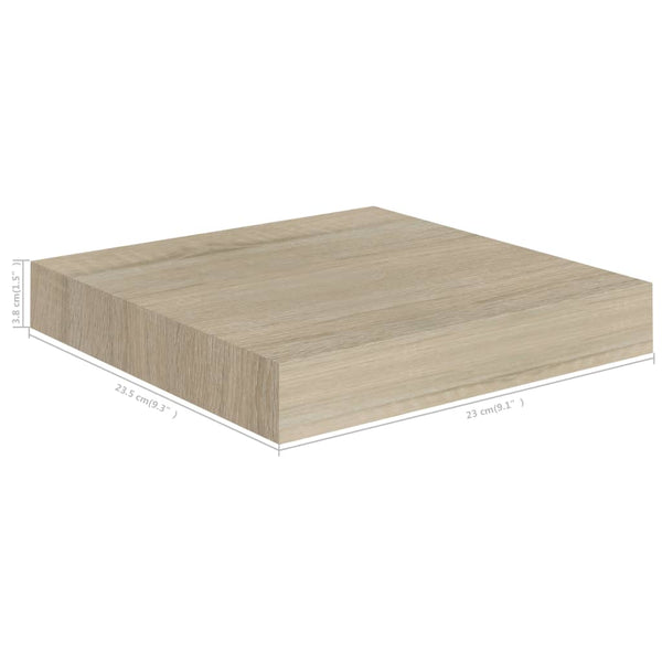 Eichenfarbenes schwebendes Wandregal Chan 23x23,5x3,8cm (MDF)