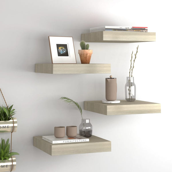Schwimmende Eichen-Wandregale Chan 23x23,5x3,8cm (4 St. MDF)