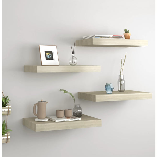 Eichenholz-Wandregale Chan 40x23x3,8cm (4 Stück MDF)