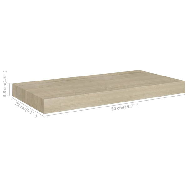 Schwebendes Wandregal Eiche Chan 50x23x3,8cm (MDF)