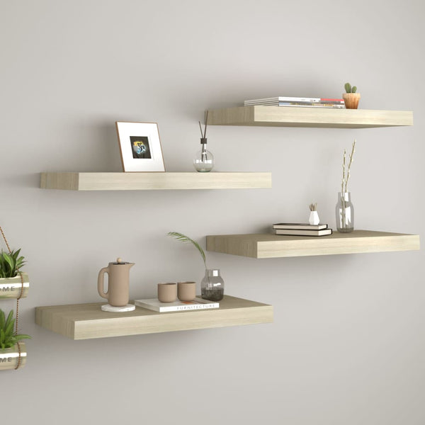 Schwimmende Regale aus Eiche Chan 50x23x3,8cm (4 Stück MDF)