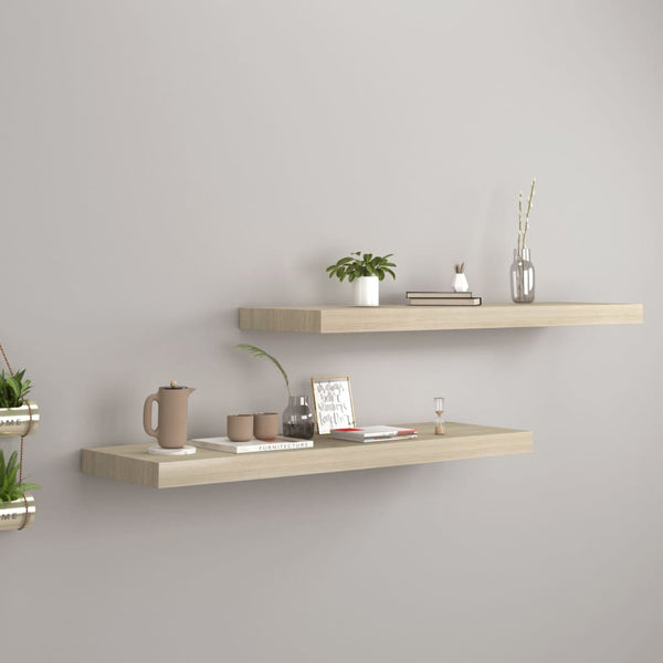 Schwimmende Wandregale Eiche Chan 80x23,5x3,8cm (2 Stück MDF)