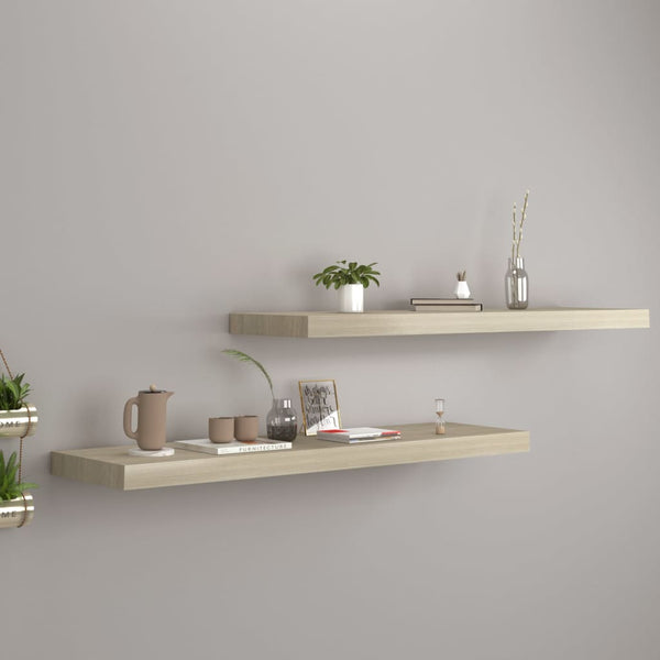 Schwimmende Wandregale aus Eiche Chan 90x23,5x3,8cm (2 Stk MDF)