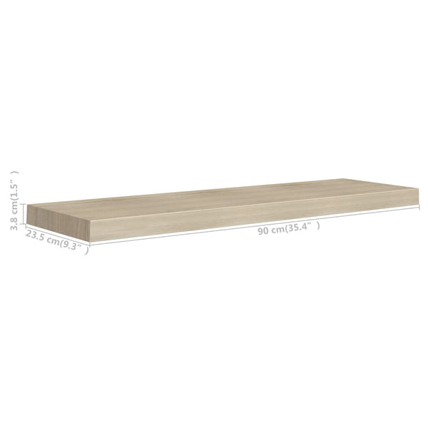 Eichenschwimmende Wandregale Chan 90x23,5x3,8cm (4 Stück MDF)