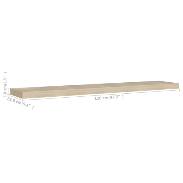Schwebendes Wandregal Eiche Chan 120x23,5x3,8cm (MDF)