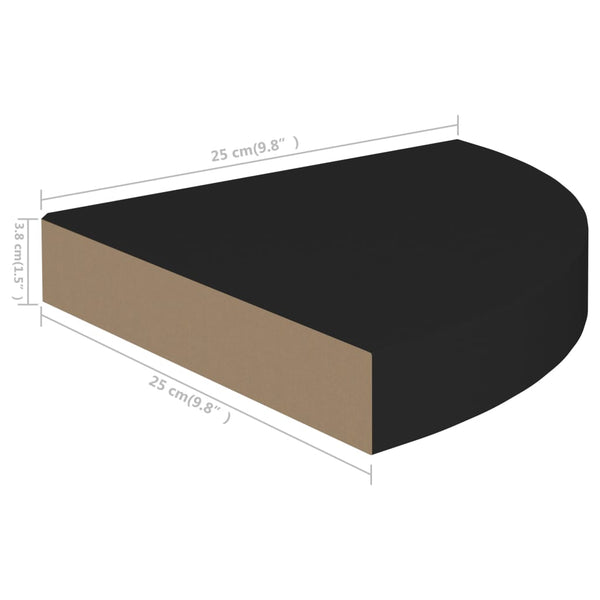 Eckregale Gopsa, schwarz 25x25x3,8cm (2 St. MDF)