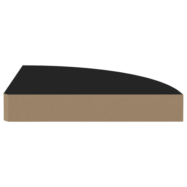 Gopsa schwarze schwebende Eckregale 25x25x3,8cm (4 Stück MDF)