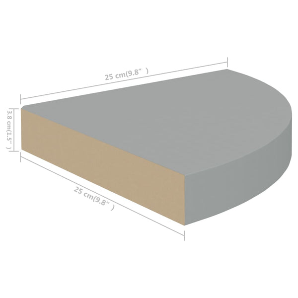 Graue schwimmende Eckregale Gopsa 25x25x3,8cm (2er-Set MDF)