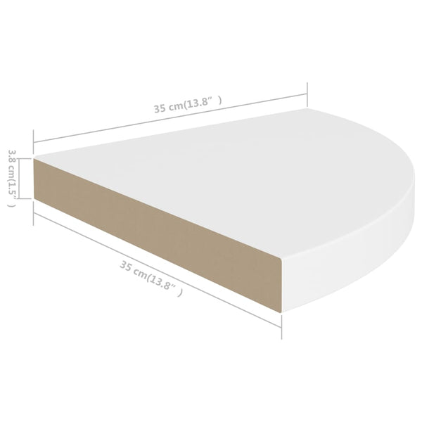 Schwimmendes Eckregal Gopsa 35x35x3,8cm weiß (MDF)