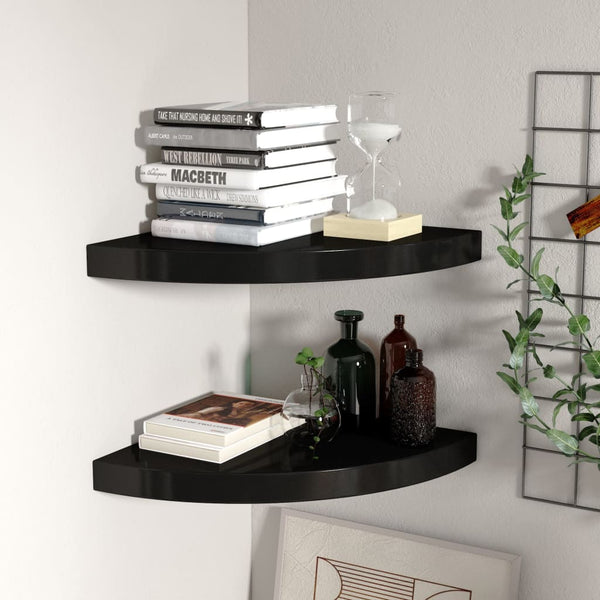 Schwebende schwarze Eckregale Gopsa 35x35x3,8 cm (2 Stück MDF)